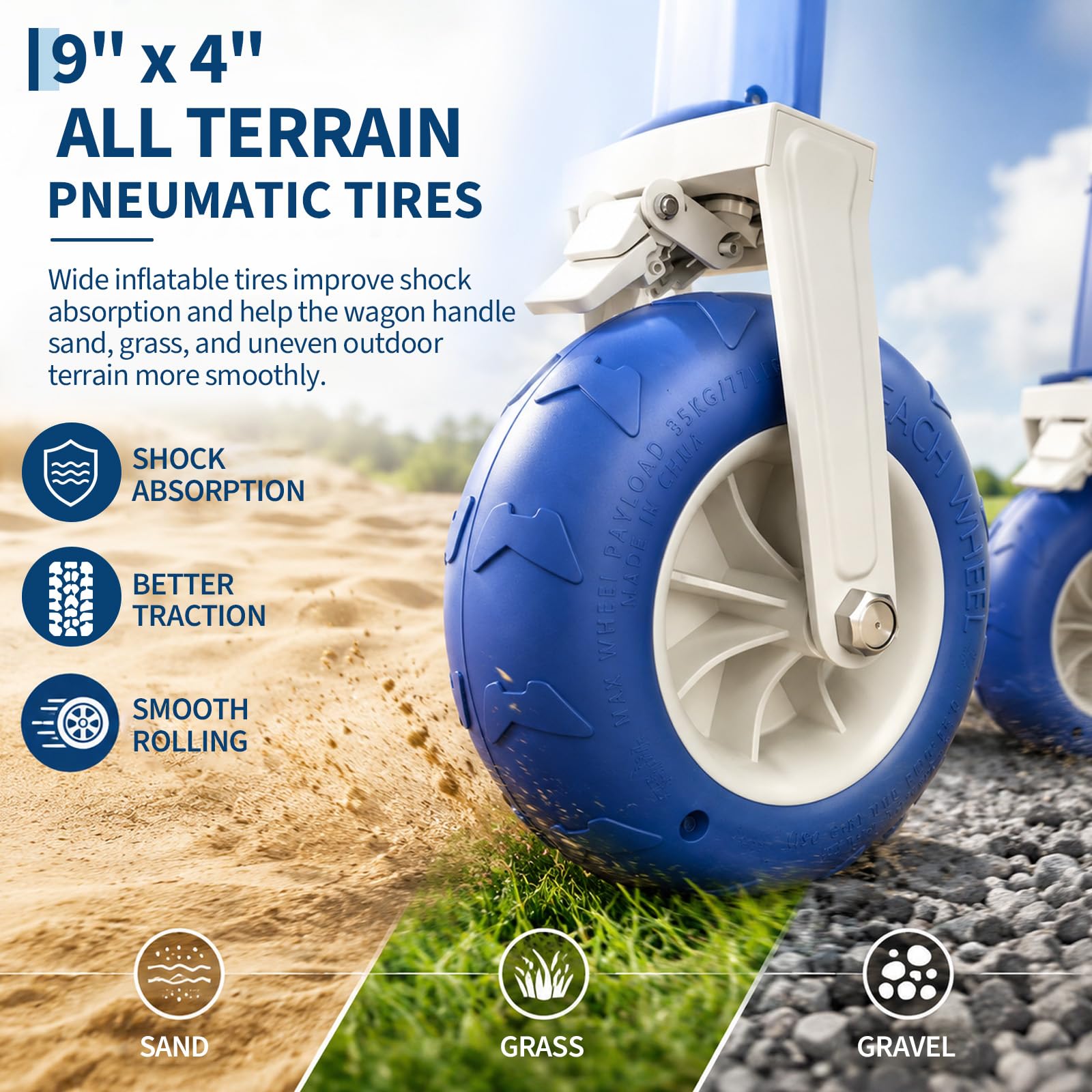 Heavy Duty Beach Wagon Cart 46 - Sports Equipment Trolley recension och pris